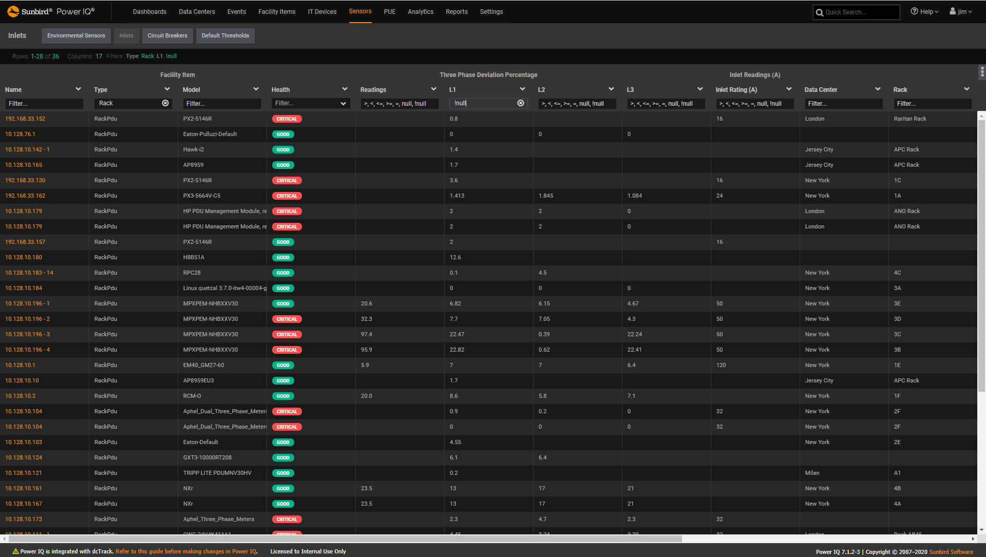 Screenshot of Power Sensor Threshold Monitoring and Reporting