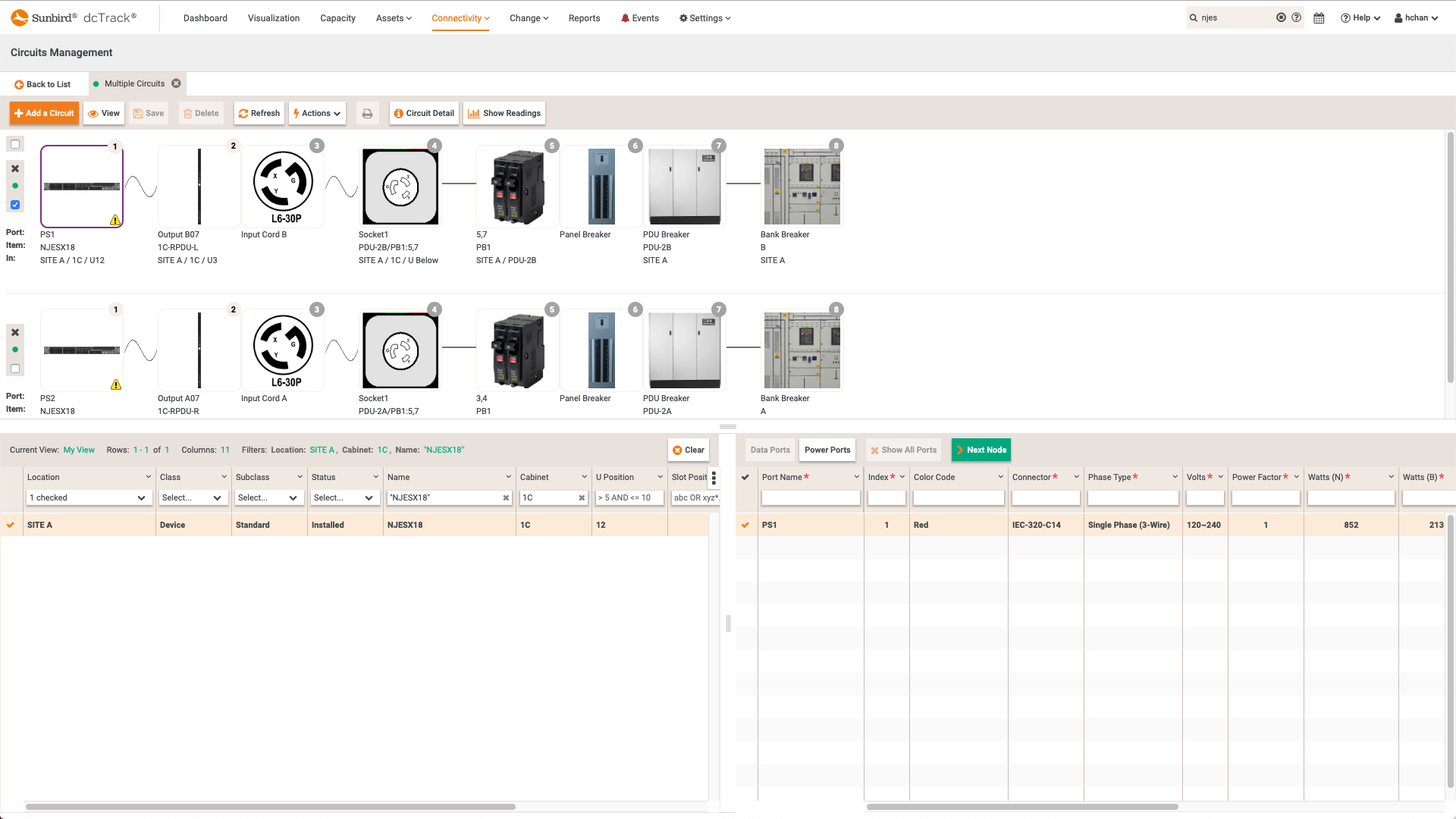 Screenshot of Multiple Power Circuit Trace from Redundant Power Supplies